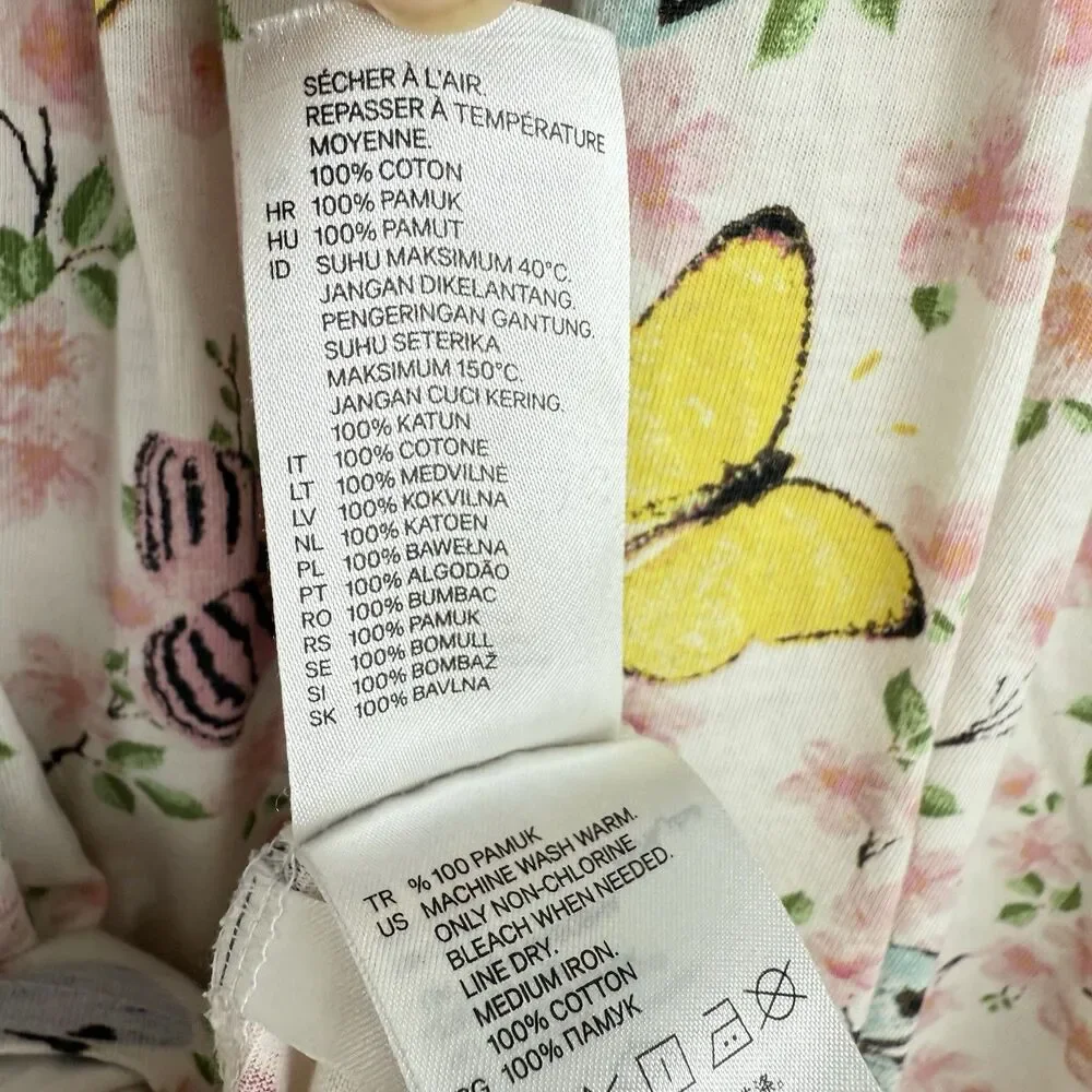 H&M Girls Sun Dress Size 6-8 Years Butterfly And Flowers